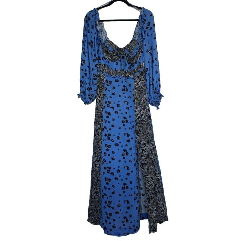 Free People Asymmetrical Blue and Black Maxi Gown